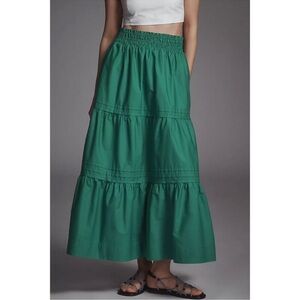 Anthropologie Emerald Tiered Maxi Skirt